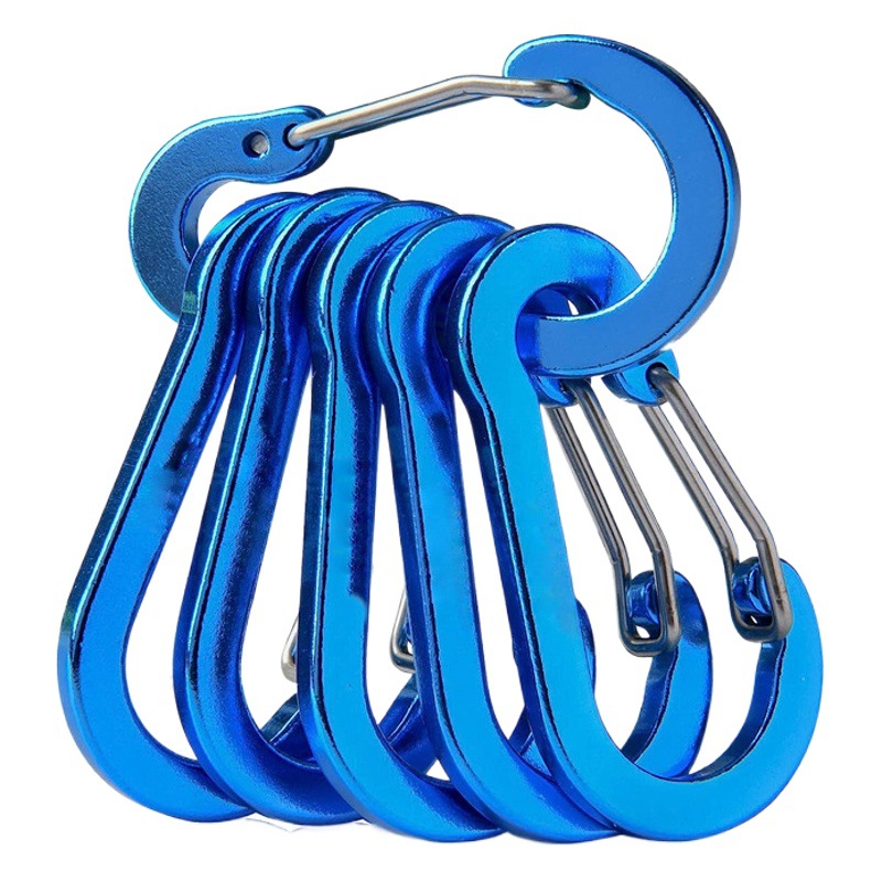 Multi-Color aluminum alloy steel wire No. 5 outdoor gourd-type carabiner backpack kettle hanging buckle flat spring buckle