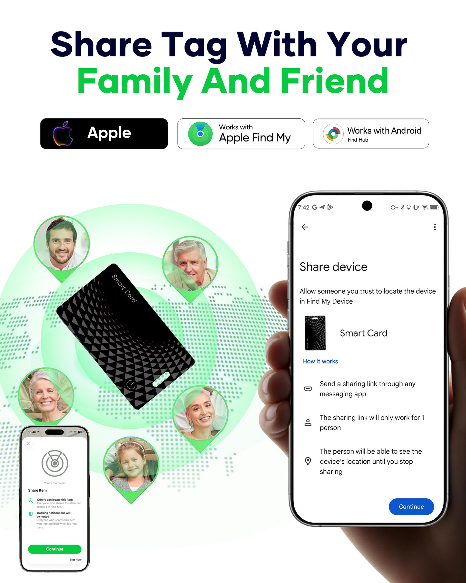 Kart bulucu, iOS/Android uyumlu, IP68