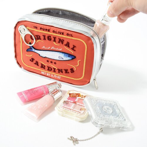 Large capacity cute sardine canned storage bag cosmetic bag creative cat fish canned cosmetic bag