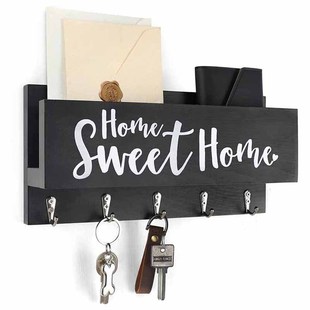 Customized Wall-Mounted Wooden Suspended Storage Rack Entry Door Key Rack Mail Organizer Storage Rack Wall Decoration