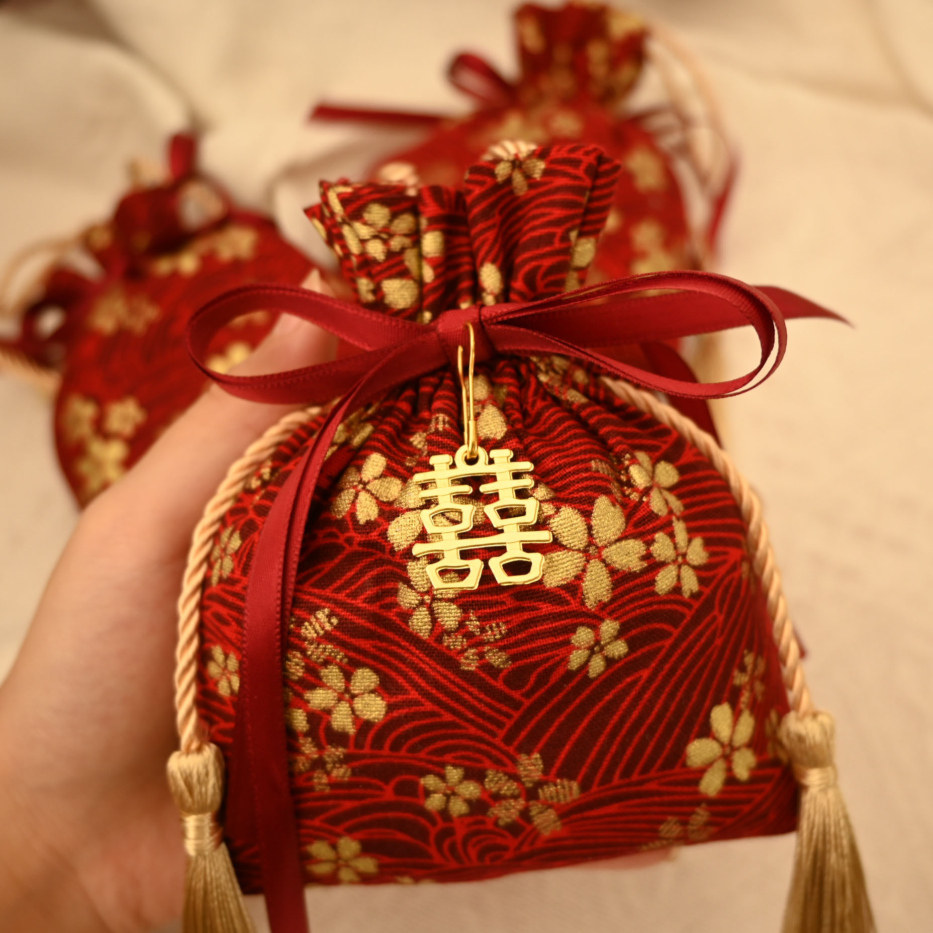 Bolsa de dulces de boda caja de dulces de boda caja de regalo de dulces portátil estilo chino sin plegar caja de dulces de compromiso caja de regalo