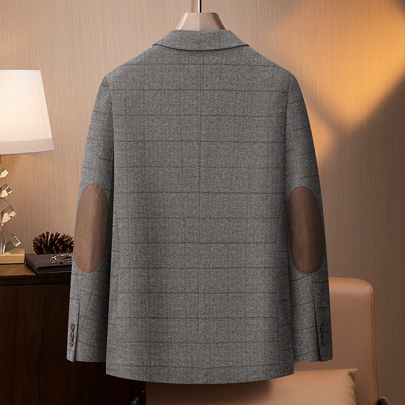 Áo vest nam dáng ôm phong cách Hàn Quốc, chất liệu dày dặn co giãn không cần ủi, họa tiết kẻ sọc — lưới cà phê