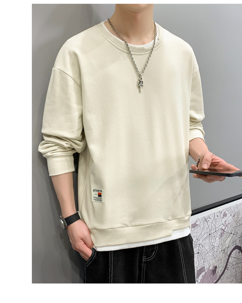 2022新款秋季男士长袖t恤ins帅气上衣服男卫衣男装时尚打底衫潮 pic 32