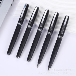 Eddie New Frosted Black Business Pen Creative Brushed Striped Metal Signature Pen Laser Logo Gift Pen