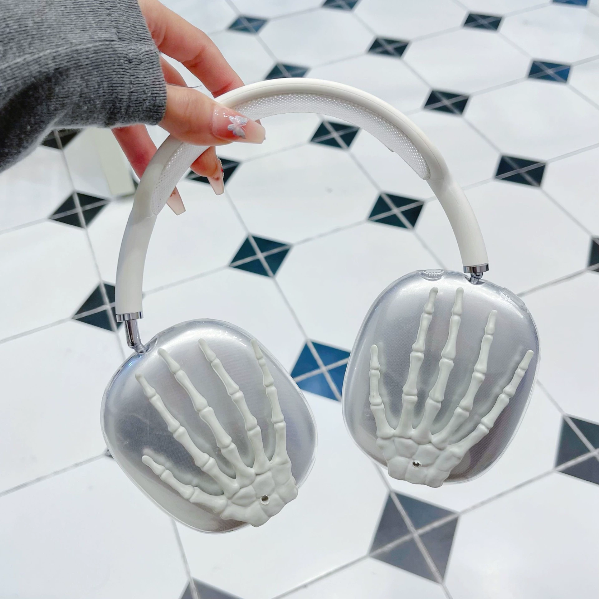 Подходящий для Apple Airpods Max защитный чехол Apple чехол прозрачная обложка череп с рисунком личности