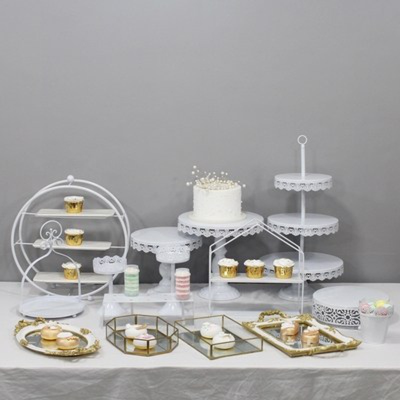 Tabla de postres europea decoración estante de exhibición platos de postres comida fría mesa de té estante de pastel rack de té de la tarde image 17