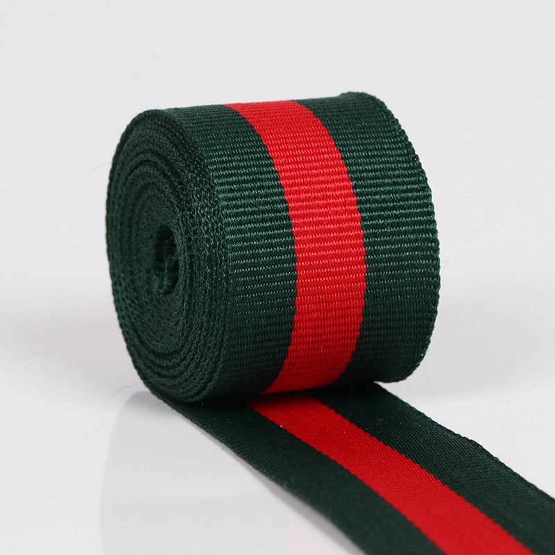 Ribbed, encrypted, plain-weave, variegated yarn-dyed fabric trim—multiple specifications available; colorful polyester striped ribbon for garment accessories