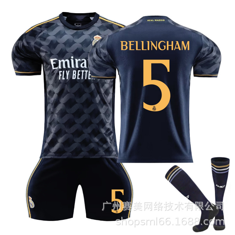 2324 Real Madrid fuera de zafiro azul Jersey N ° 10 Modrich 7 Winnie Croc 5 Bellingham fútbol uniforme traje