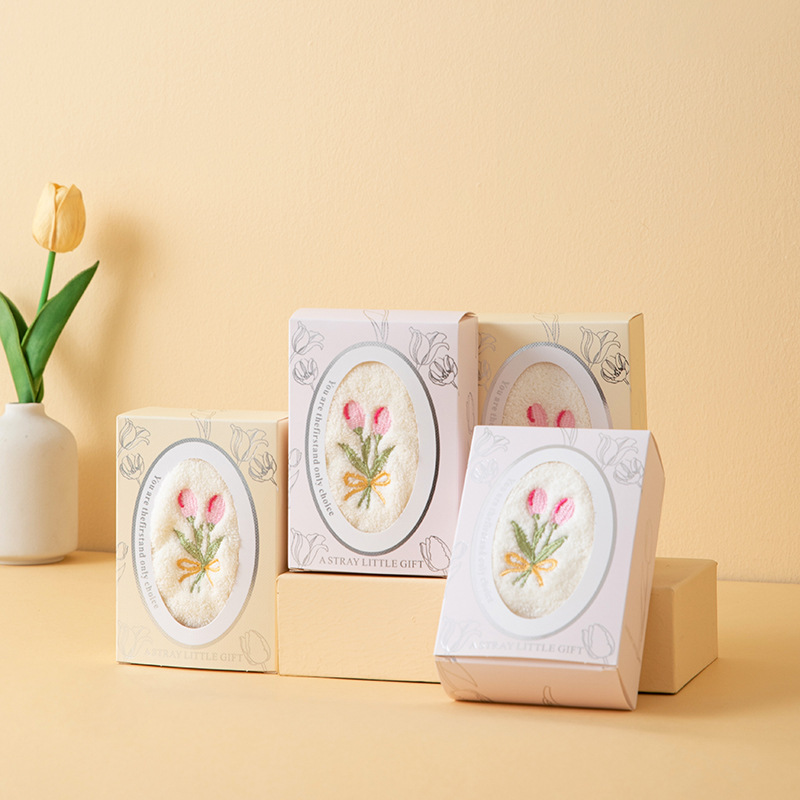 Tulip Creative Embroidered Square Towel Souvenir Wedding Return Gift Gift Towel Baby Full Moon Toddler Wedding Bridesmaid