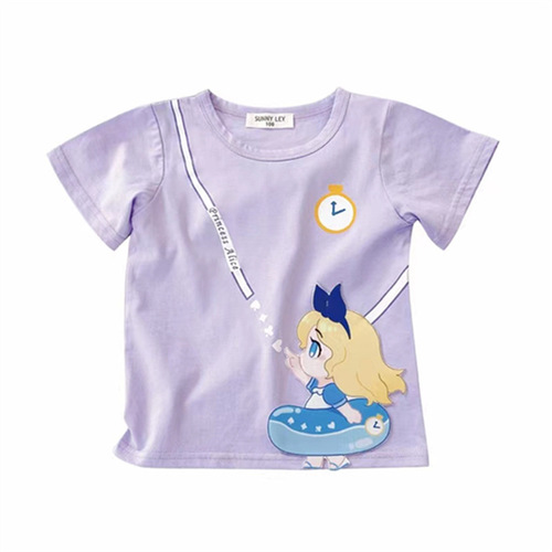 Children's Summer New Cartoon Anime 3D T-shirt for Girls Korean Style Fashion Casual Princess Top Overseas Trade