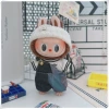 Overall, white T-shirt, woolen headband