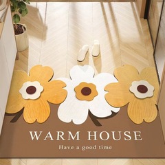 卡通小花入戶門地墊 家用皮革pvc門口進門免洗可擦防滑腳墊可裁剪