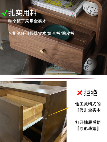 OD59 wholesale solid wood black walnut lattice cabinet living room bedroom storage cabinet storage cabinet simple bookshelf free set