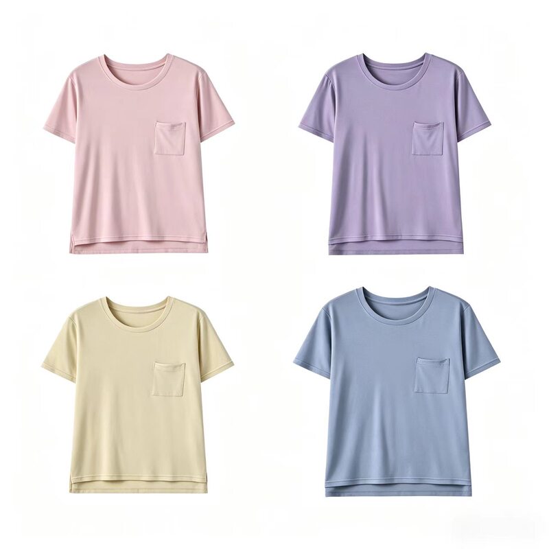 Summer and Autumn 80-Count Lenzing Modal Pajamas for Women, Solid Color Short-Sleeved Loose-Fitting Loungewear T-Shirt, Soft and Wearable Outside Summer and Autumn 80-Count Lenzing Modal Pajamas for Women, Solid Color Short-Sleeved Loose-Fitting Loungewear T-Shirt, Soft and Wearable Outside