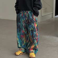 棉小铺儿童秋季韩版2025新款童装彩色潮牌长裤宽松设计感洋气裤子