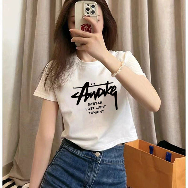 Cotton summer fashionable white short fitted short sleeve T-shirt…