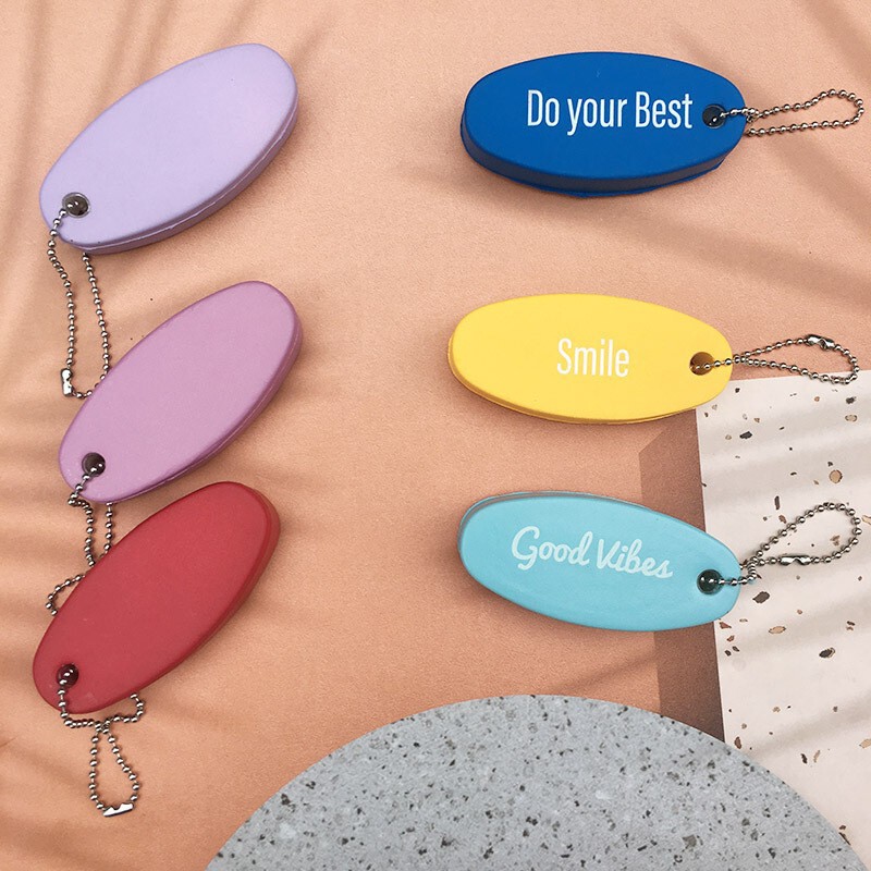 Pu Foam Oval Anti-Loss Float Keychain Yellow Float Key Pendant Swimming Floating Keychain Tag