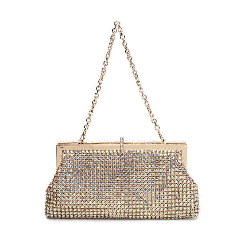 2025 Cross-Border Hot-Selling Full Rhinestone Evening Clutch Women's Bag Single Shoulder Crossbody Handmade Rhinestone Clip Party Bag with Diamonds