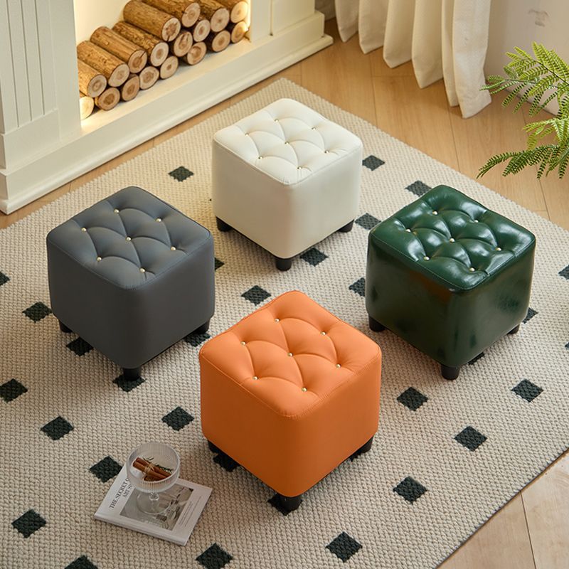 Light Luxury Leather Stool for Home Living Room, Low Stool, Simple Modern Sofa Footstool, Children's Small Stool, Square Stool, Shoe-Changing Stool