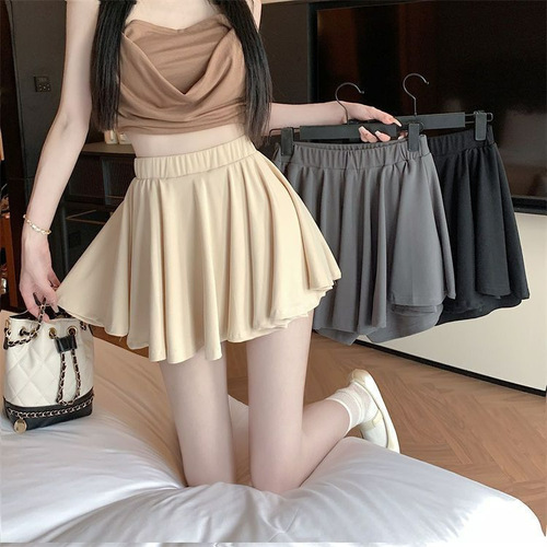 Skirt for women, small half skirt, high-waist anti-exposure a-line culottes, ballet skirt