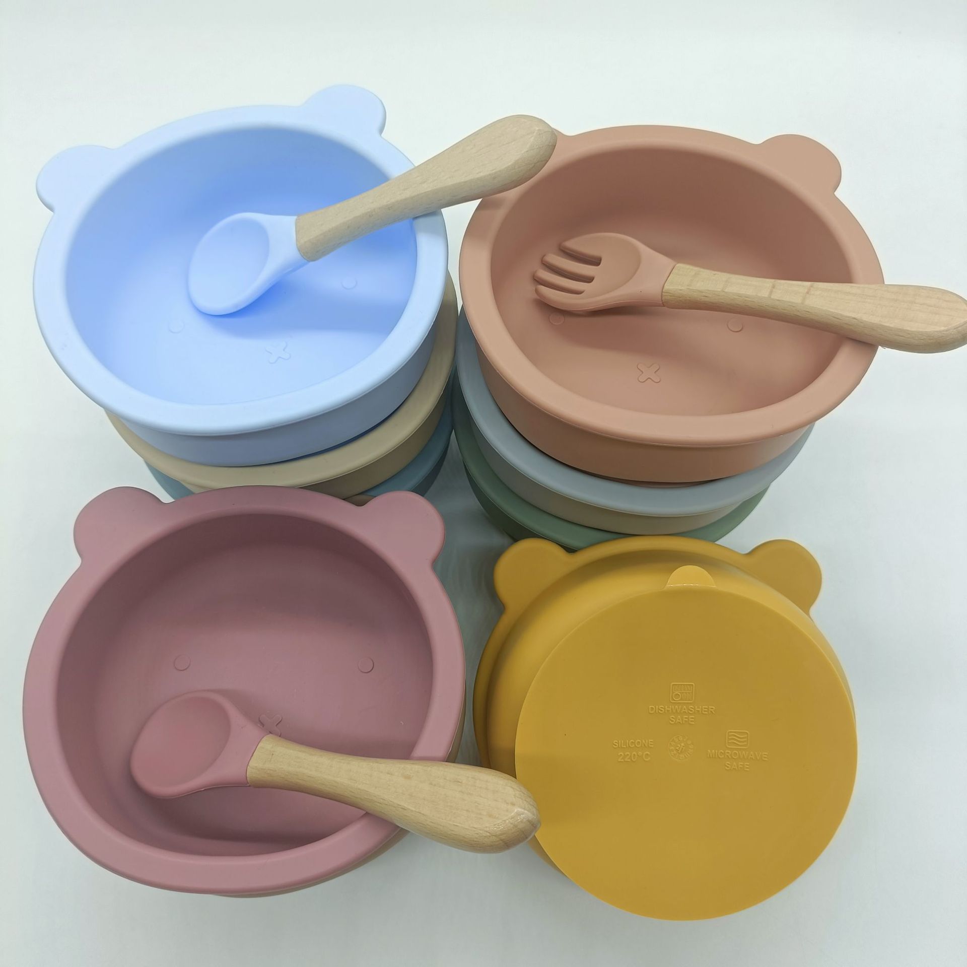 硅胶小熊碗 硅胶勺子
