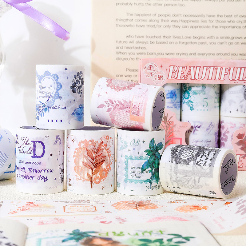 Ritmo de pétalo y cinta de libro de mano de papel juego de caja de sal transfronteriza libro de mano cinta de material de decoración de collage de bricolaje