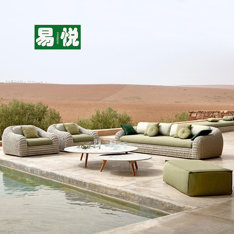 Sofá al aire libre combinación villa patio hotel residencial centro comercial sofá al aire libre club de alta gama sofá de caña casual