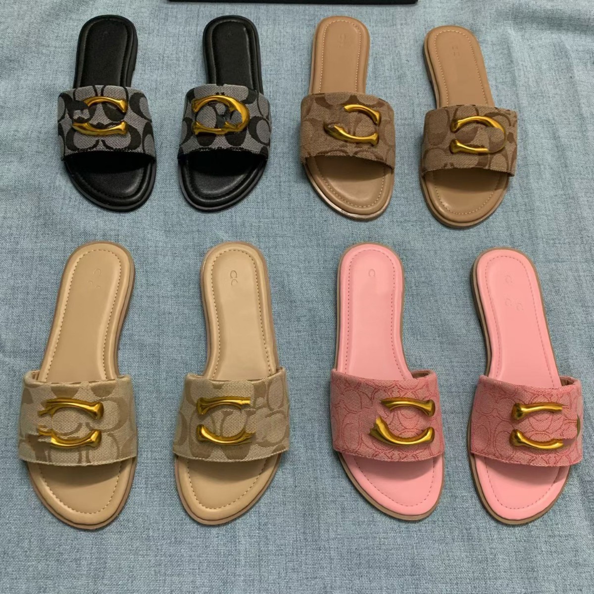 Zapatos de verano impresa retro zapatillas de mujer cruzada zapatillas de letras europeas y americanas calientes zapatillas de mujer
