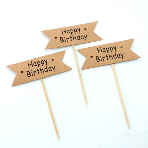 ins bohemian kraft paper cake decoration plug-in card birthday greetings blessing plug card flag dessert table decoration 