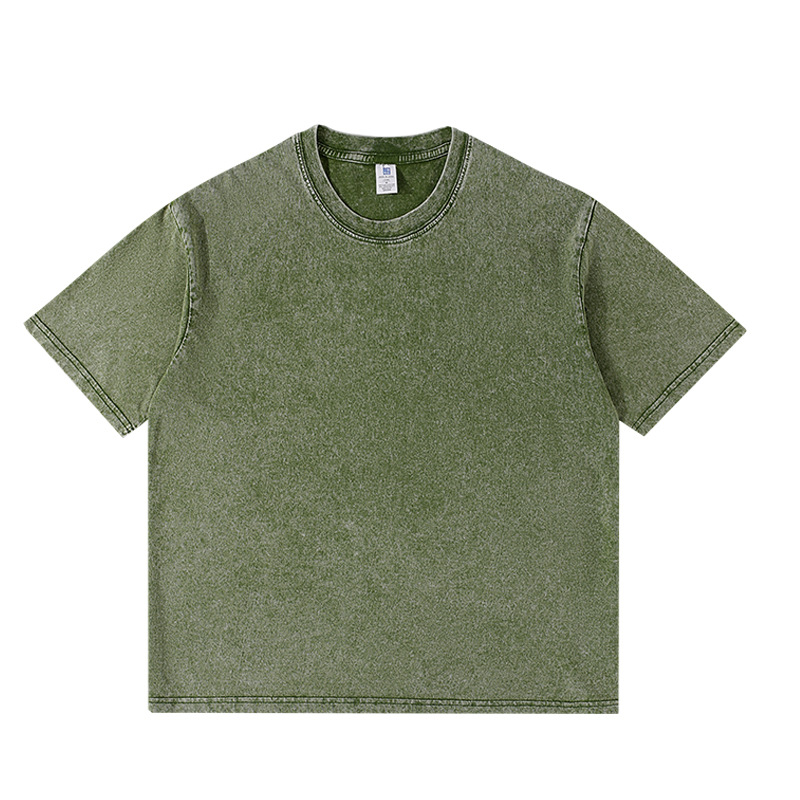 Hebei Cang 629 # [Diseño suelto de hombros caídos] 250g camiseta de manga corta lavada de algodón pesado verano para adultos