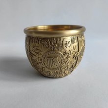 批发黄铜拉丝工艺百福铜缸铜水缸家居创意礼品摆件