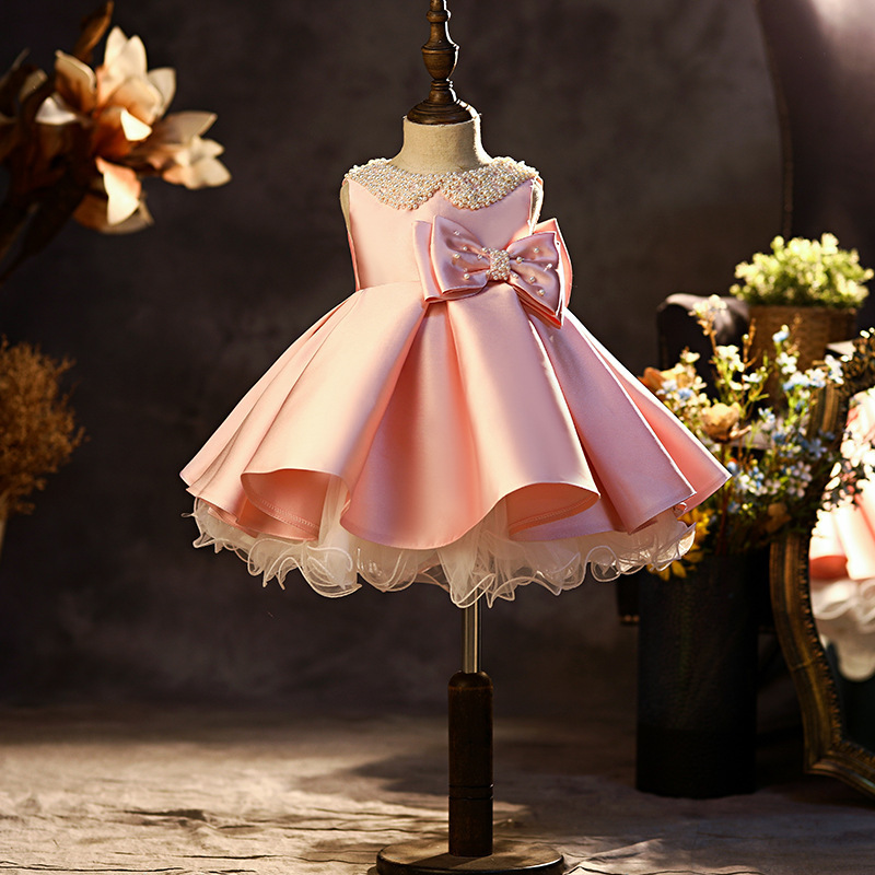 Children's Dress Princess Dress Pink 2026 New Style Girls' Wedding Dress First Birthday Evening Dress Baby Tutu Skirt