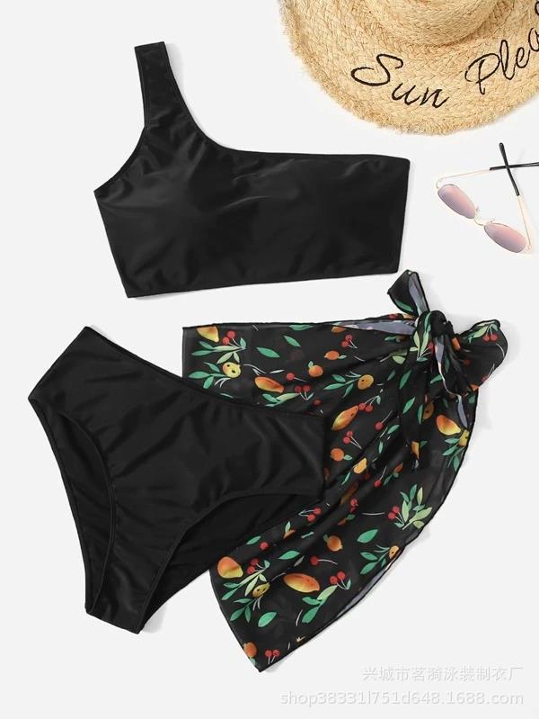 Mingyi nuevo europeo y americano de un hombro sexy mujer dividida moda Bikini natación traje de baño de tres piezas para mujer