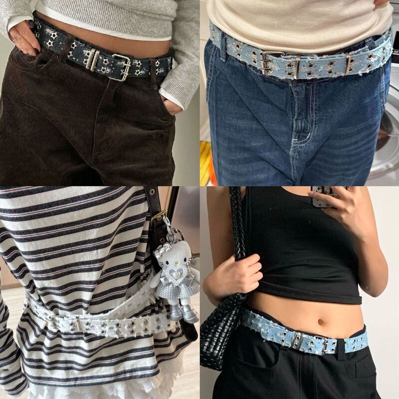 2026 New Style Distressed Denim Belt for Men, Trendy Star Studded Y2K Subculture Niche Belt for Women 2026 New Style Distressed Denim Belt for Men, Trendy Star Studded Y2K Subculture Niche Belt for Women