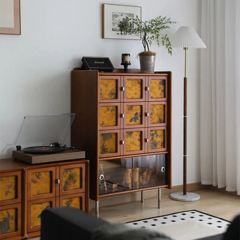 Скандинавский ароматный шкаф из марли, новый китайский стиль, ретро-сервант из цельного дерева, шкаф для хранения в гостиной, подержанный шкаф для хранения