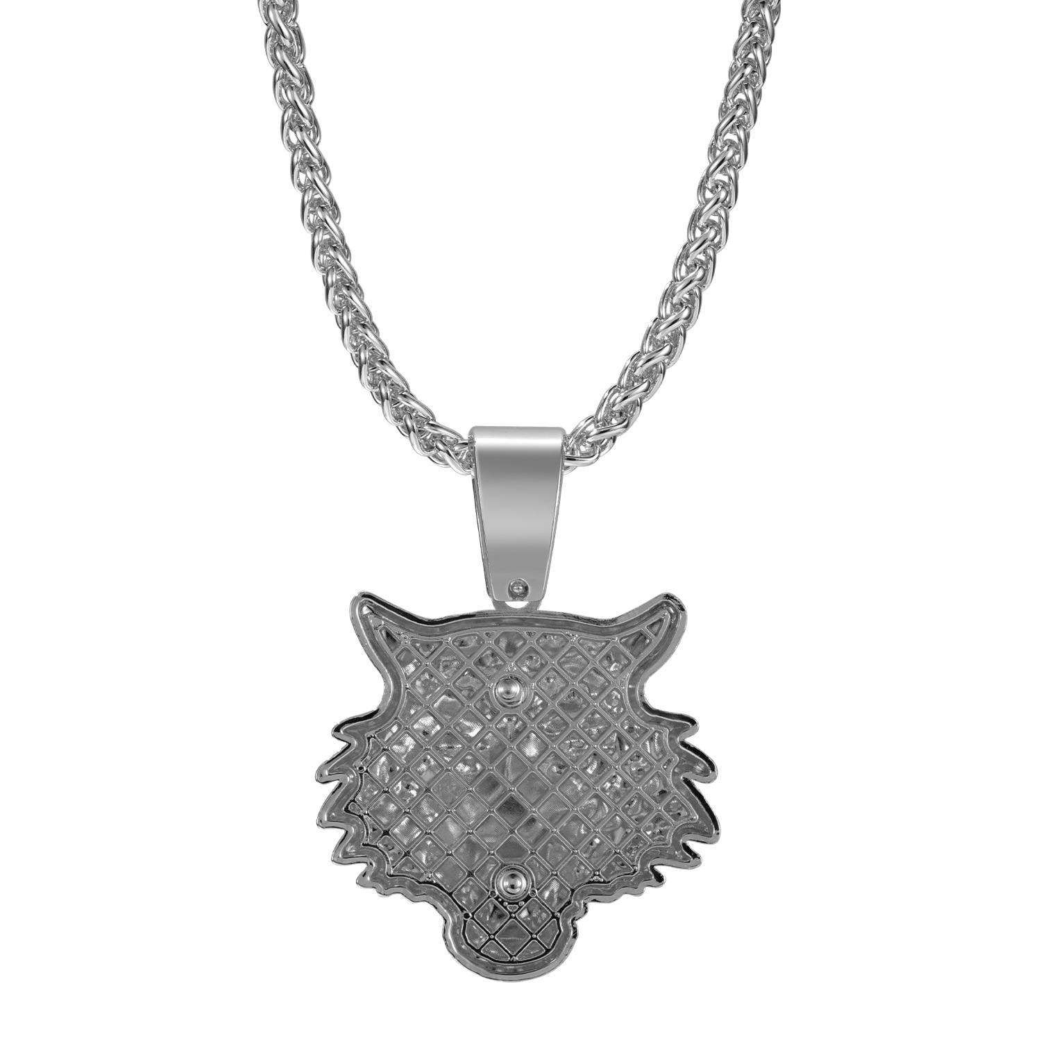 Tiger Head Pendant Necklace For Men Alloy Diamond Studded Jewelry_voghion.com