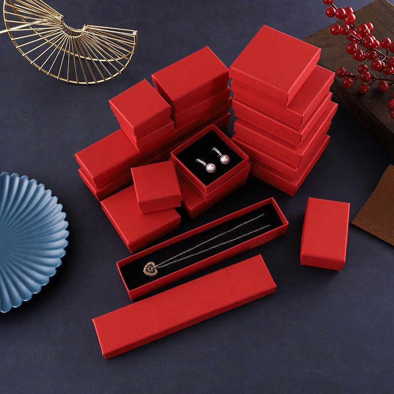 In stock Big Red jewelry packing box lid necklace box factory direct sales upper and lower lid jewelry packing box