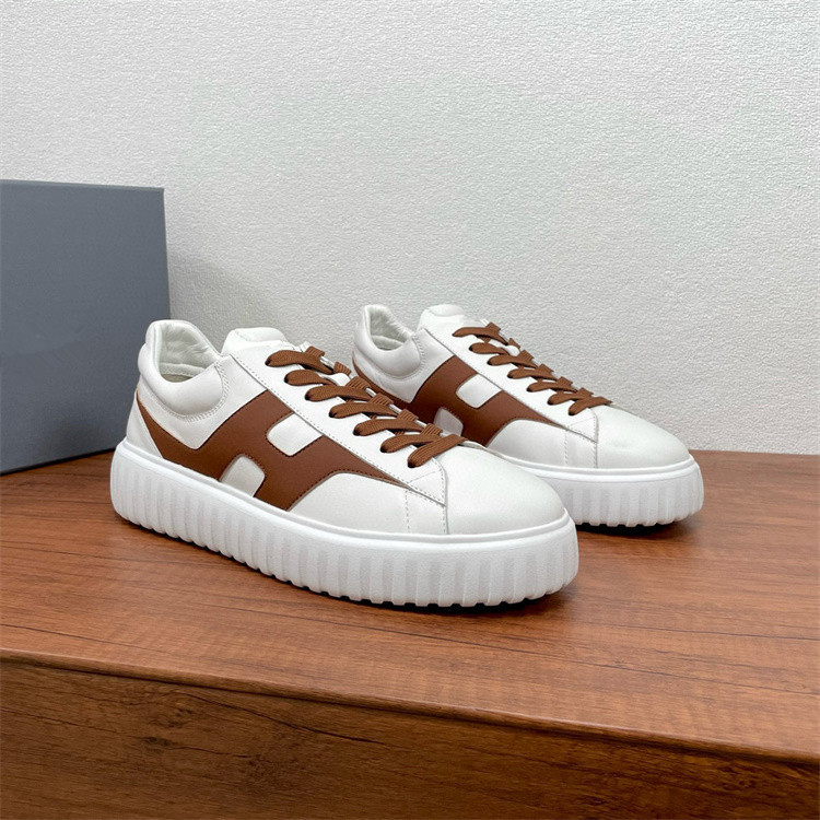2024 Celebrity Style Hogan Luxury Genuine Leather Retro Color-Blocking Height-Increasing 5cm Thick-Soled Stylish Men's Biscuit Sneakers