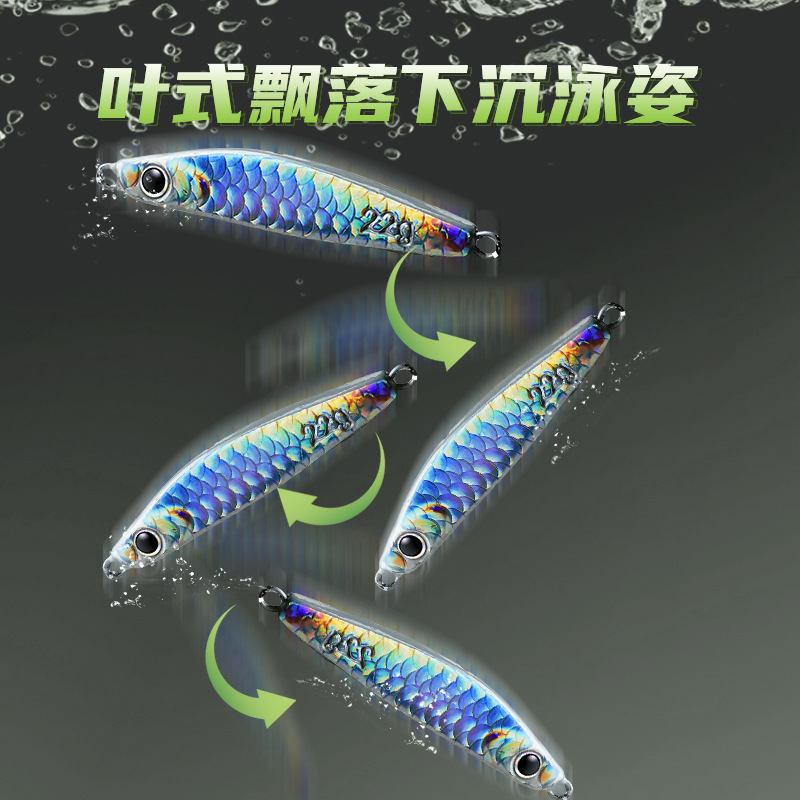 路亜鉄板の魚鱗の紋様が漂っています。鉄板の首を上げて釣りをします。|undefined