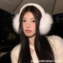 白色兔毛软萌可爱毛绒耳捂子骑车防冻耳套耳朵冬季耳罩女耳暖男女