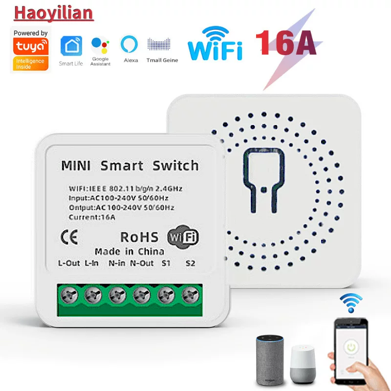 Граффити стик спот Wi-Fi через поддельный 16A умный выключатель скрытый двойной контроль беспроводной мини WIFI треппер