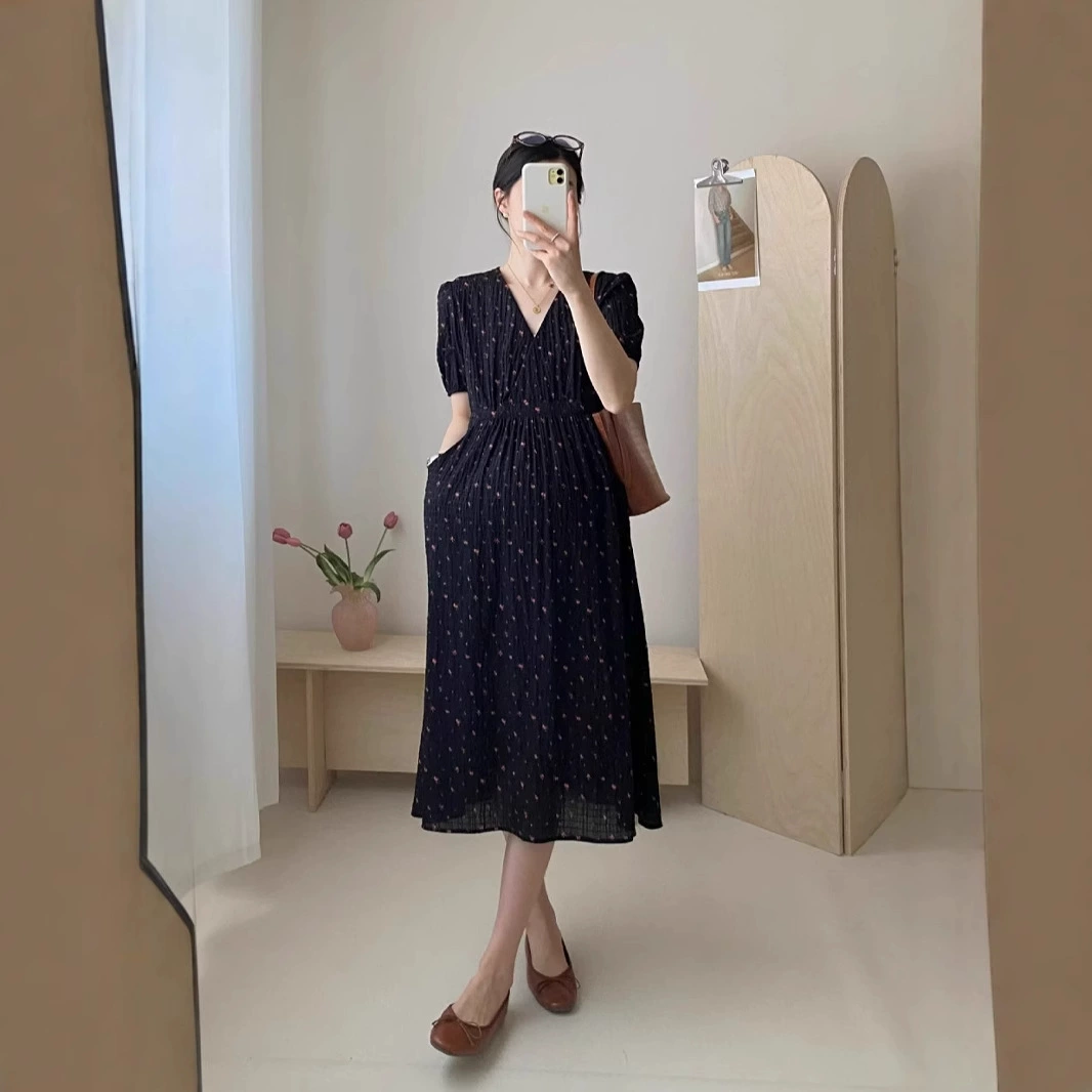 Иностранный прилив мама французское ретро цветочная шифоновая юбка для беременных