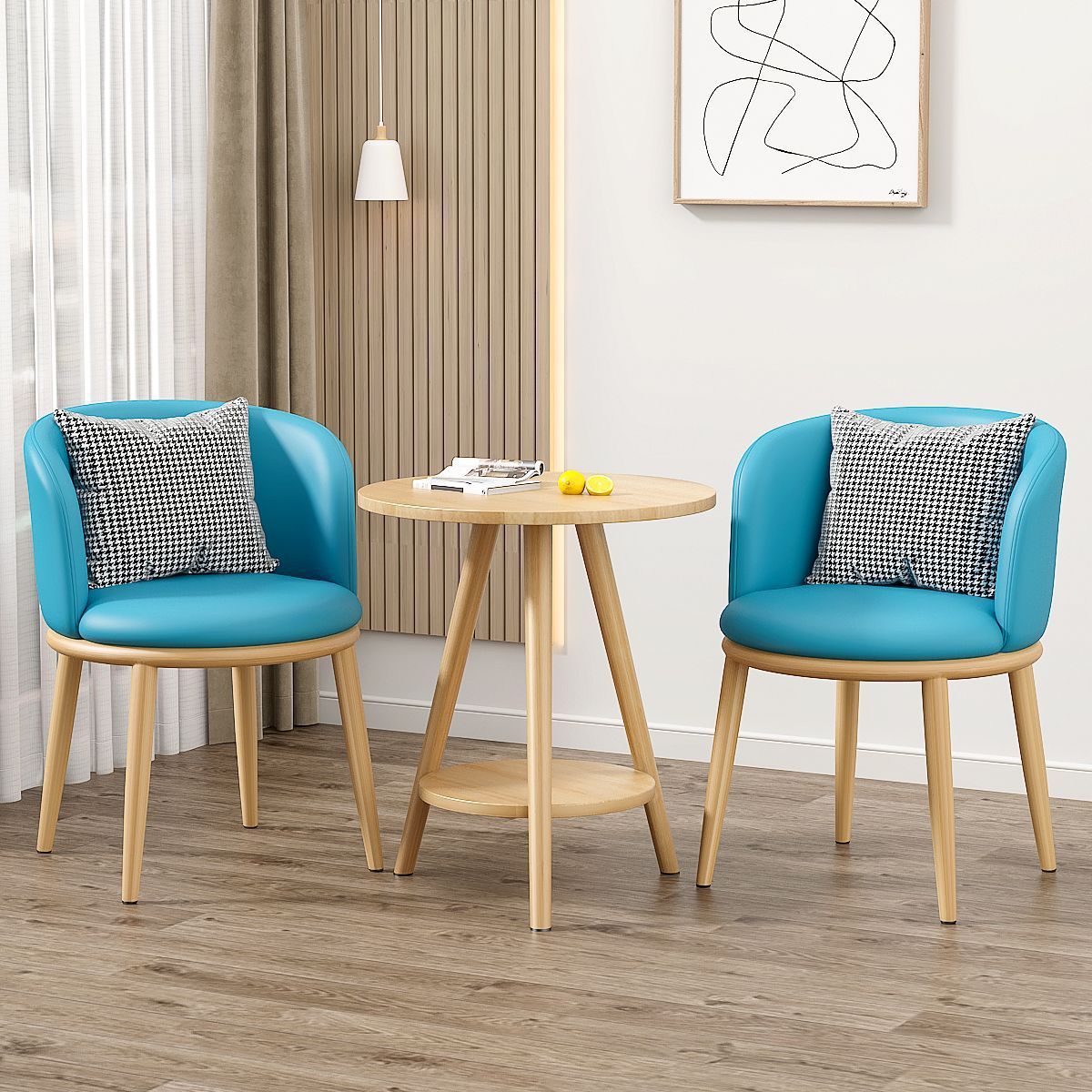 Mesa y silla de ocio balcón sala de estar de lujo ligera mesa y silla combinación de hotel de alojamiento residencial negociación en línea mesa y silla set de tres piezas