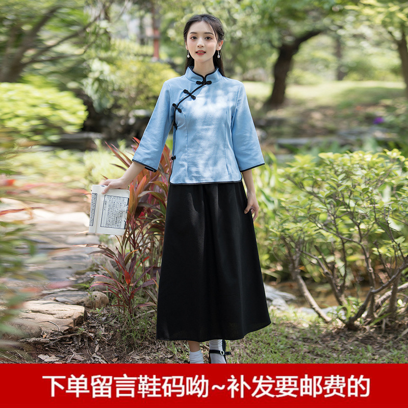 民国学生服女子五四青年服復古民国風学生服中山服合唱舞台公演班服|undefined