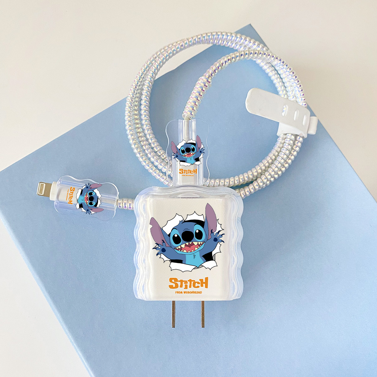 Apple 20w-A8 스티치 오버레이 헤드기어 + 물결선 클립 + 1m 레이저 흰색 로프 + 흰색 스트랩