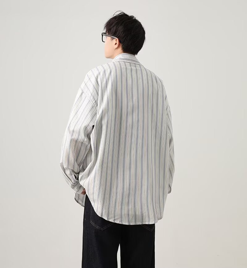 Herren Freizeithemd Mit Vertikalem Streifenmuster Für Den Herbst_voghion.com