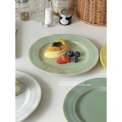 「很復古的窯變西餐平盤」高級感意面盤餐廳點心甜品蛋糕盤ins風