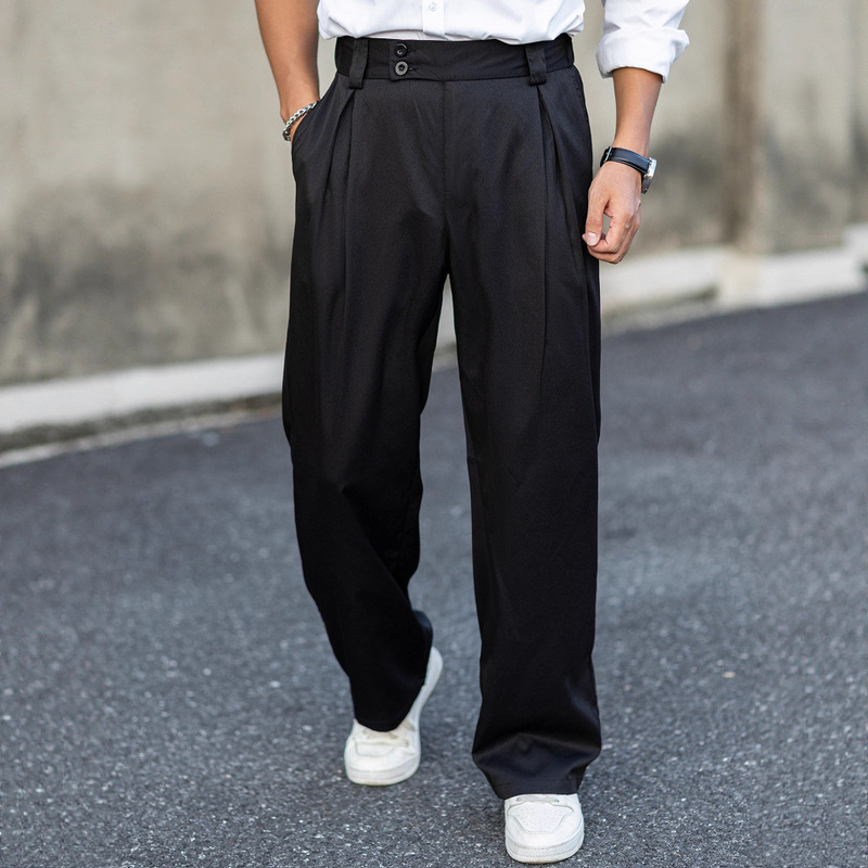 Cross-Border Spring and Autumn Men's Pleated Drape Loose Dress Pants Versatile Straight Casual Pants Korean Style Trendy Long Pants Stylish