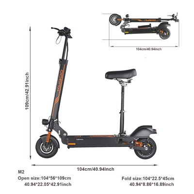 Kugoo M2 + Folding Electric Scooter with Seat 350W 25Km 35Km/H Speed (Qatlanan elektrik skuterlər) - black-350w-36v-8-inch