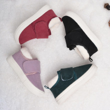 冬季休闲加绒保暖魔术贴儿童棉鞋灯芯绒短帮软底轻便男女童棉靴子